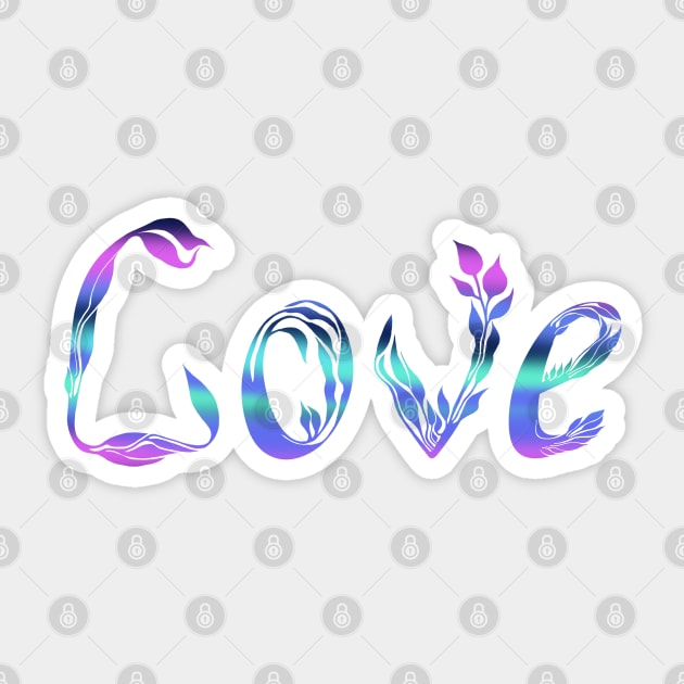 Word Love decorated with flowers.Purple shades Sticker by KateQR